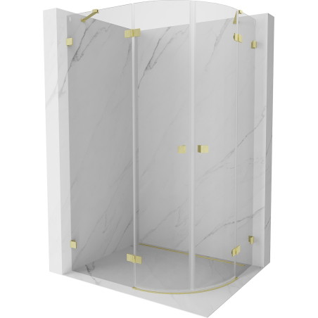 Mexen Lunar semi-circular left hinged shower cabin 80 x 70 cm, transparent, brushed gold - 833-080L-070P-55-00