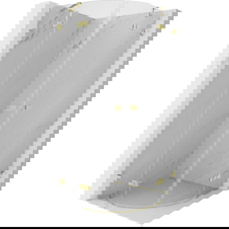 Mexen Lunar semi-circular hinged shower enclosure 80 x 80 cm, transparent, brushed gold - 833-080L-080P-55-00