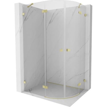 Mexen Lunar semicircular shower cabin, left hinged 100 x 70 cm, transparent, brushed gold - 833-100L-070P-55-00