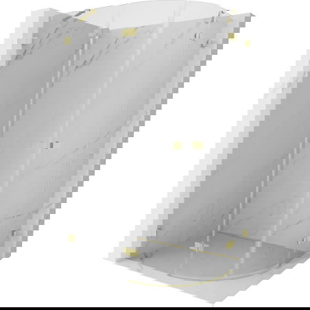 Mexen Lunar semi-circular shower enclosure, hinged left 100 x 80 cm, transparent, brushed gold - 833-100L-080P-55-00