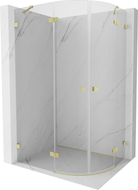 Mexen Lunar semi-circular pivot shower cabin left 100 x 80 cm, transparent, brushed gold - 833-100L-080P-55-00