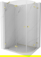 Mexen Lunar semicircular left hinged shower enclosure 100 x 80 cm, transparent, brushed gold - 833-100L-080P-55-00