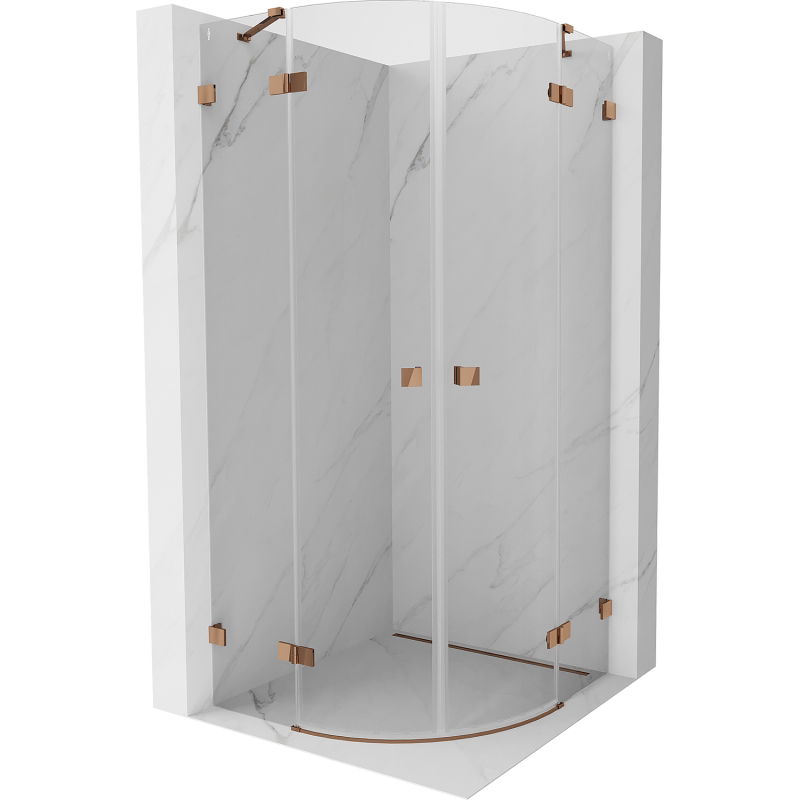 Mexen Lunar semi-circular hinged shower cabin 80 x 80 cm, transparent, rose gold - 833-080L-080P-60-00