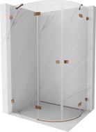 Mexen Lunar semicircular shower enclosure, hinged left 90 x 70 cm, transparent, rose gold - 833-090L-070P-60-00