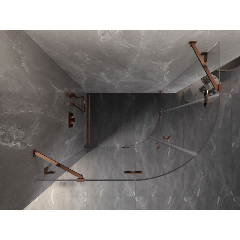 Mexen Lunar semi-circular hinged shower enclosure left 90 x 80 cm, transparent, rose gold - 833-090L-080P-60-00