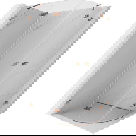 Mexen Lunar semi-circular hinged shower enclosure left 90 x 80 cm, transparent, rose gold - 833-090L-080P-60-00