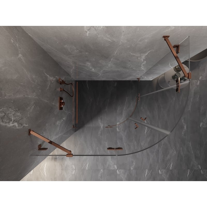 Mexen Lunar semi-circular left hinged shower cabin 100 x 70 cm, transparent, rose gold - 833-100L-070P-60-00
