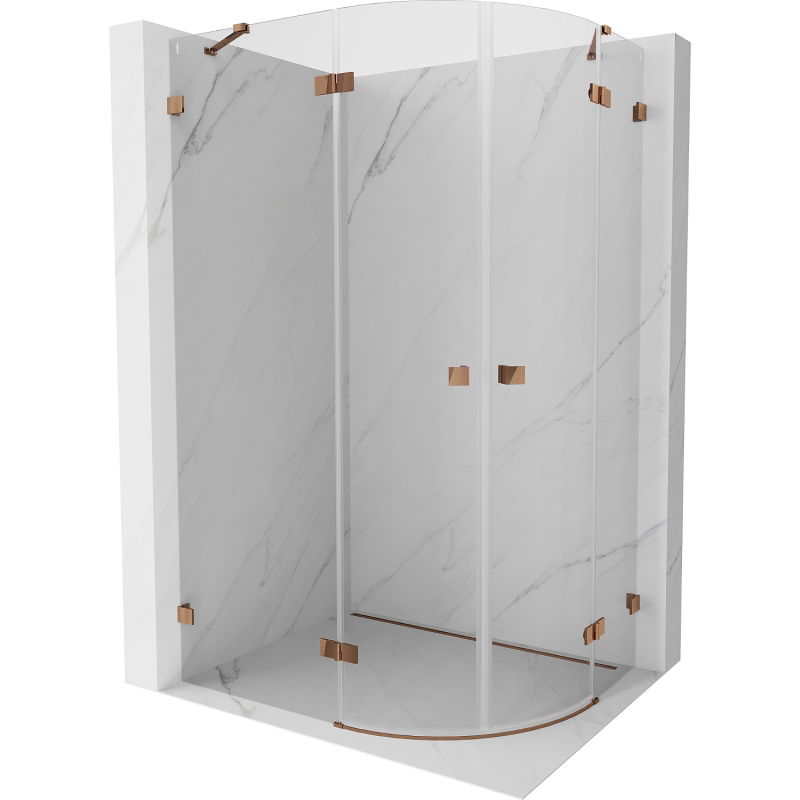 Mexen Lunar semi-circular left folding shower enclosure 100 x 80 cm, transparent, rose gold - 833-100L-080P-60-00