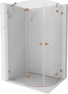 Mexen Lunar half-round shower enclosure swing left 80 x 70 cm, transparent, brushed copper - 833-080L-070P-65-00