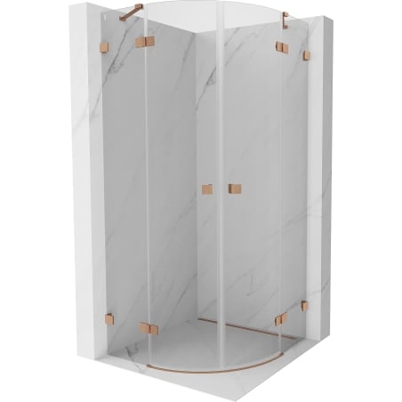Mexen Lunar semi-circular hinged shower enclosure 80 x 80 cm, transparent, brushed copper - 833-080L-080P-65-00