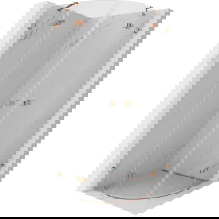 Mexen Lunar semi-circular swing shower enclosure 80 x 80 cm, transparent, brushed copper - 833-080L-080P-65-00