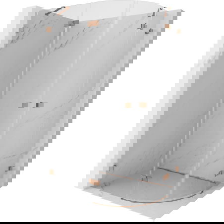 Mexen Lunar semi-circular left swing shower enclosure 90 x 70 cm, transparent, brushed copper - 833-090L-070P-65-00