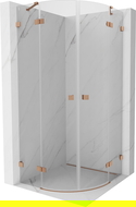 Mexen Lunar semicircular pivot shower enclosure 90 x 90 cm, transparent, brushed copper - 833-090L-090P-65-00