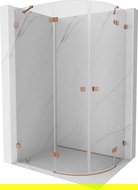 Mexen Lunar semi-circular shower cabin left swing 100 x 80 cm, transparent, brushed copper - 833-100L-080P-65-00