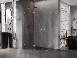 Mexen Lunar semi-circular left hinged shower enclosure 100 x 90 cm, transparent, brushed copper - 833-100L-090P-65-00