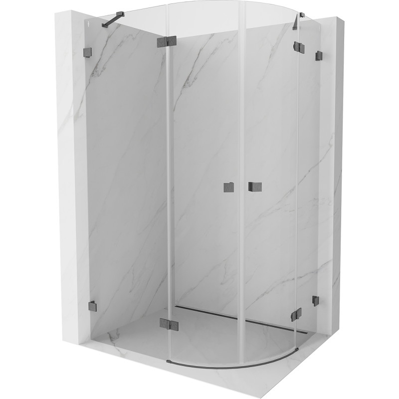 Mexen Lunar semi-circular shower cabin, hinged left 80 x 70 cm, transparent, brushed gun gray - 833-080L-070P-66-00