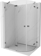 Mexen Lunar semi-circular shower cabin, hinged left 80 x 70 cm, transparent, brushed gun gray - 833-080L-070P-66-00