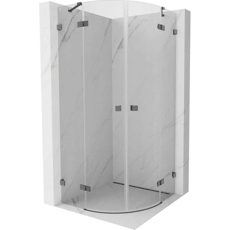 Mexen Lunar semi-circular pivot shower enclosure 80 x 80 cm, transparent, gun gray brushed - 833-080L-080P-66-00