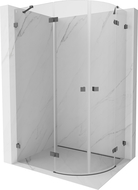 Mexen Lunar Semi-Circular Hinged Shower Enclosure Left 100 x 80 cm, Transparent, Brushed Gun Gray - 833-100L-080P-66-00