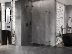 Mexen Lunar semi-circular hinged left shower cabin 100 x 80 cm, transparent, brushed gun gray - 833-100L-080P-66-00