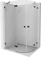 Mexen Lunar semi-circle pivot shower enclosure left 80 x 70 cm, transparent, black - 833-080L-070P-70-00