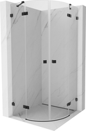 Mexen Lunar semicircular shower enclosure, hinged 80 x 80 cm, transparent, black - 833-080L-080P-70-00