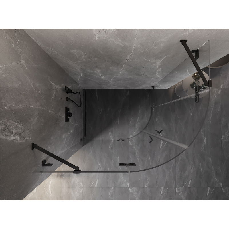 Mexen Lunar semi-circular left-hinged shower cabin 100 x 80 cm, transparent, black - 833-100L-080P-70-00