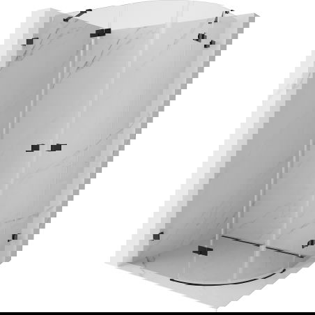 Mexen Lunar semicircular shower cabin, left hinged 100 x 90 cm, transparent, black - 833-100L-090P-70-00