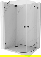 Mexen Lunar semi-circular shower enclosure left pivot 100 x 90 cm, transparent, black - 833-100L-090P-70-00