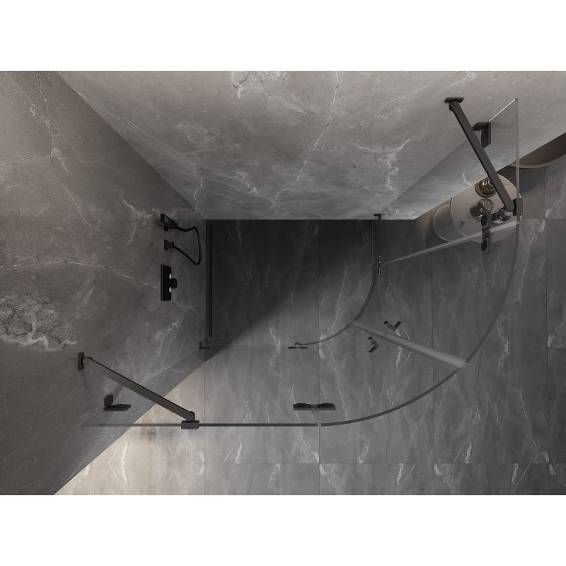 Mexen Lunar semi-circular hinged shower cabin left 90 x 70 cm, transparent, brushed gun gray - 833-090L-070P-66-00