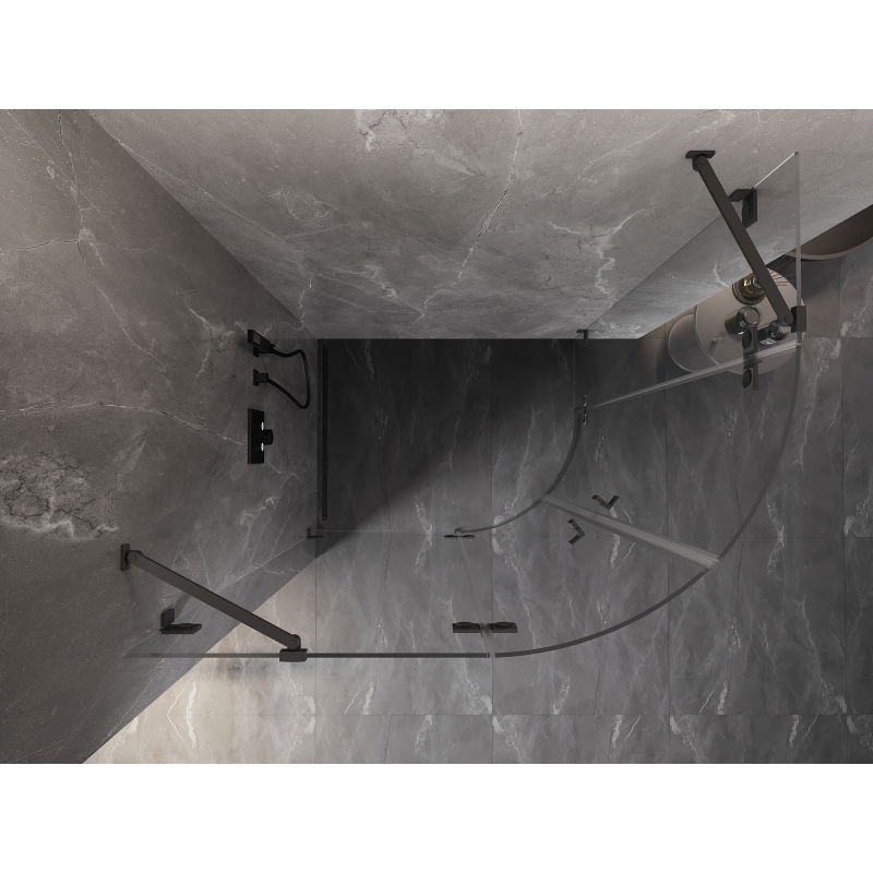 Mexen Lunar semicircular shower enclosure with left hinged door 100 x 70 cm, transparent, gun metal - 833-100L-070P-95-00