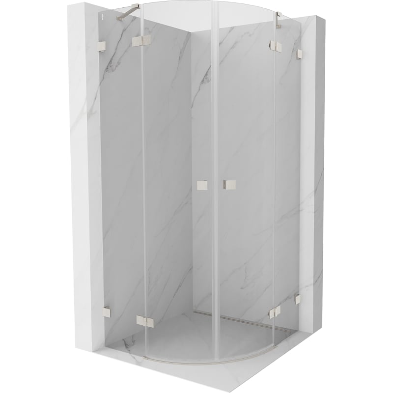 Mexen Lunar semi-circular pivot shower enclosure 70 x 70 cm, transparent, brushed nickel - 833-070L-070P-97-00
