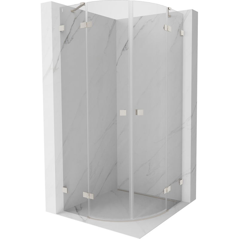 Mexen Lunar semi-circular pivot shower enclosure 80 x 80 cm, transparent, brushed nickel - 833-080L-080P-97-00