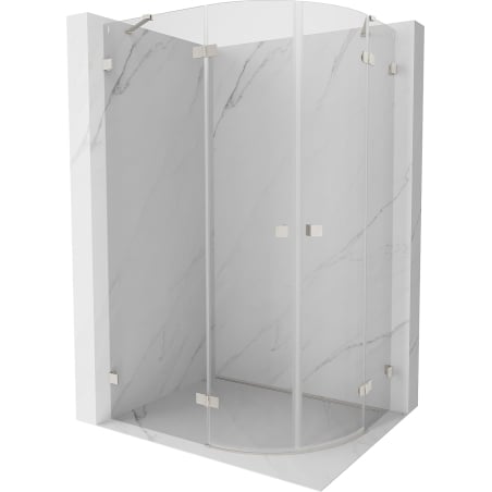 Mexen Lunar semi-circular shower enclosure, left-hinged 90 x 70 cm, transparent, brushed nickel - 833-090L-070P-97-00