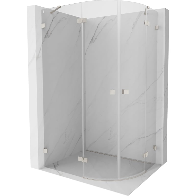 Mexen Lunar semicircular shower enclosure left hinged 100 x 70 cm, transparent, brushed nickel - 833-100L-070P-97-00