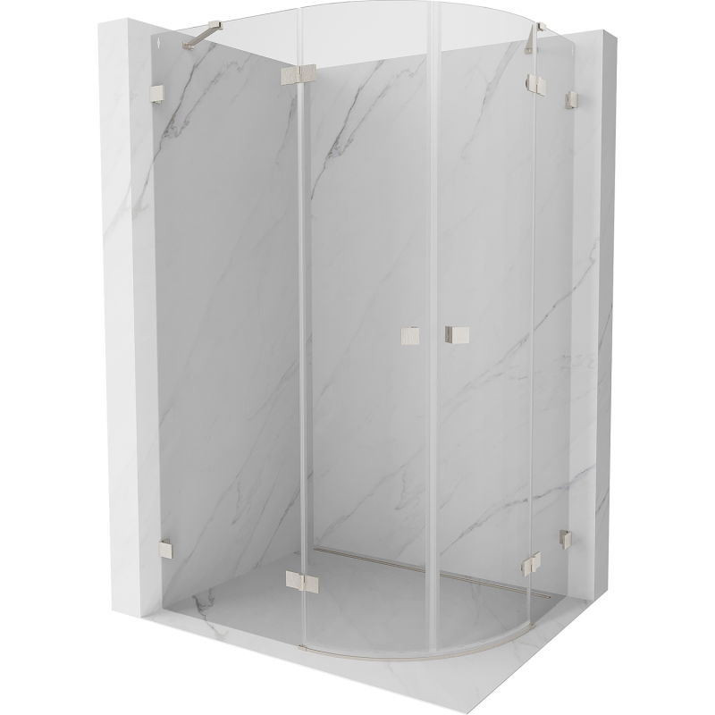 Mexen Lunar semi-circular shower enclosure left hinge 100 x 80 cm, transparent, brushed nickel - 833-100L-080P-97-00
