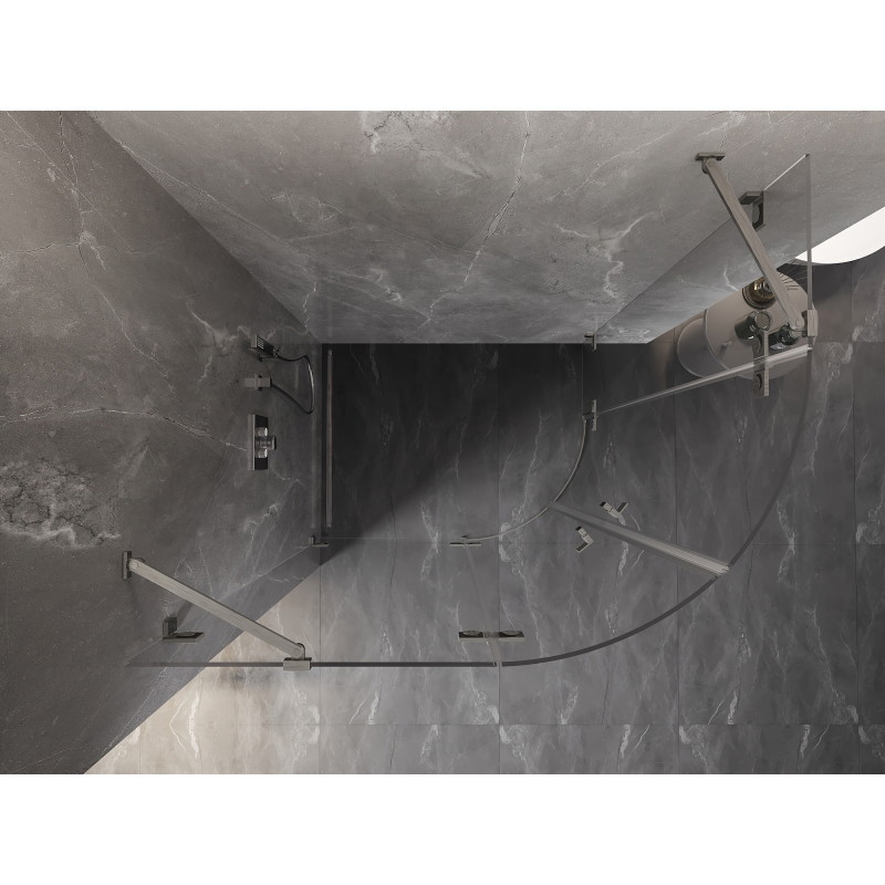 Mexen Lunar shower enclosure semicircular hinged left 100 x 90 cm, transparent, brushed nickel - 833-100L-090P-97-00