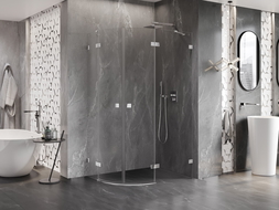 Mexen Lunar semi-circular shower enclosure, hinged right 80 x 70 cm, transparent, chrome - 833-080P-070L-01-00