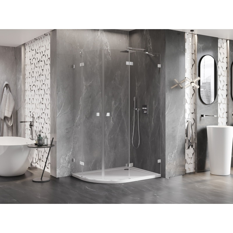 Mexen Lunar semi-circular right-hinged shower cabin 100 x 80 cm, transparent, chrome - 833-100P-080L-01-00