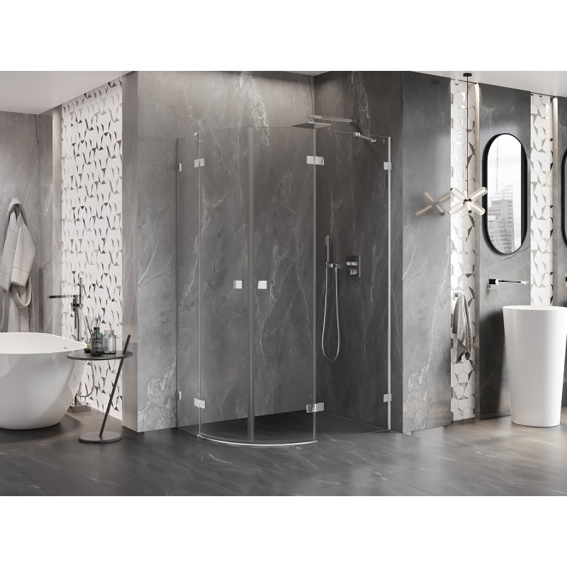 Mexen Lunar semi-circular right-hinged shower cabin 100 x 80 cm, transparent, chrome - 833-100P-080L-01-00