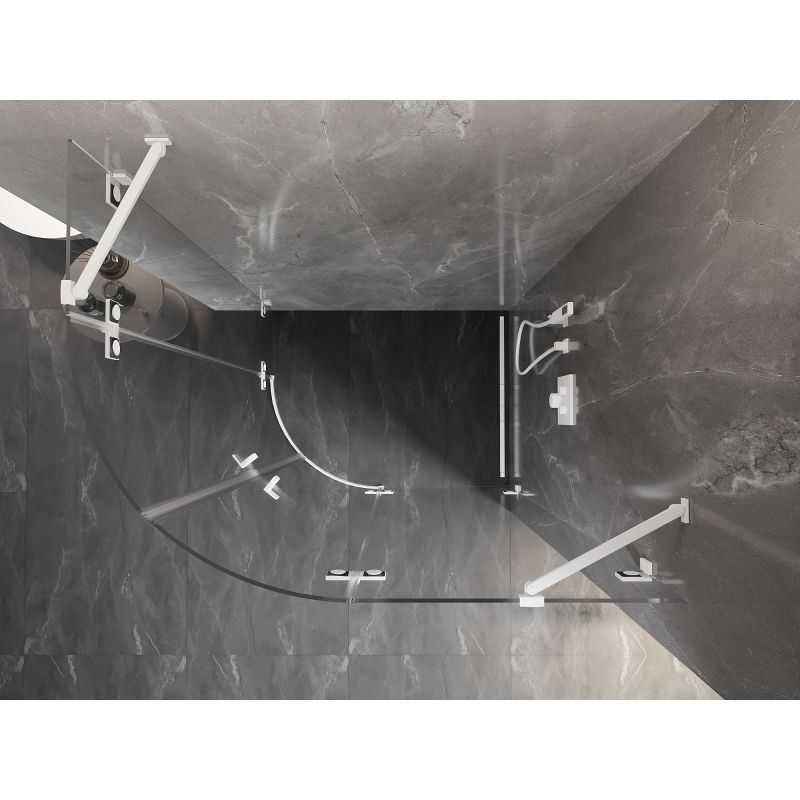 Mexen Lunar semi-circular right pivot shower cabin 100 x 80 cm, transparent, white - 833-100P-080L-20-00
