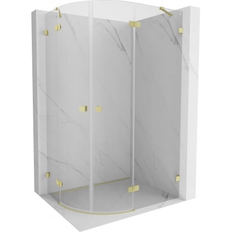 Mexen Lunar semi-circular shower enclosure, right hinged, 80 x 70 cm, transparent, brushed gold - 833-080P-070L-55-00