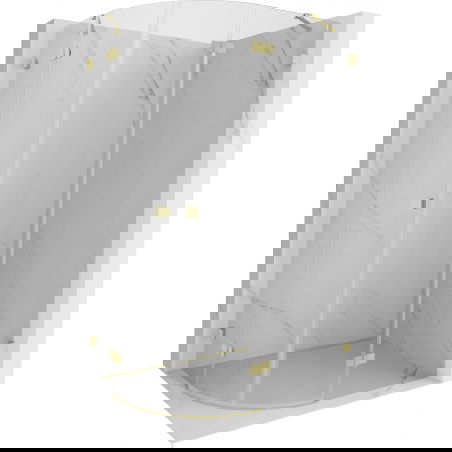 Mexen Lunar semi-round shower cabin, right swing 80 x 70 cm, transparent, brushed gold - 833-080P-070L-55-00