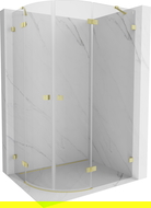 Mexen Lunar semi-circular shower enclosure, right hinged, 80 x 70 cm, transparent, brushed gold - 833-080P-070L-55-00