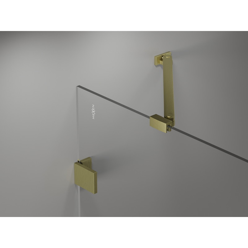 Mexen Lunar semi-circular right-hinged shower enclosure 90 x 70 cm, transparent, brushed gold - 833-090P-070L-55-00
