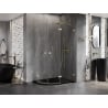 Mexen Lunar semicircular shower enclosure hinged right 100 x 70 cm, transparent, brushed gold - 833-100P-070L-55-00