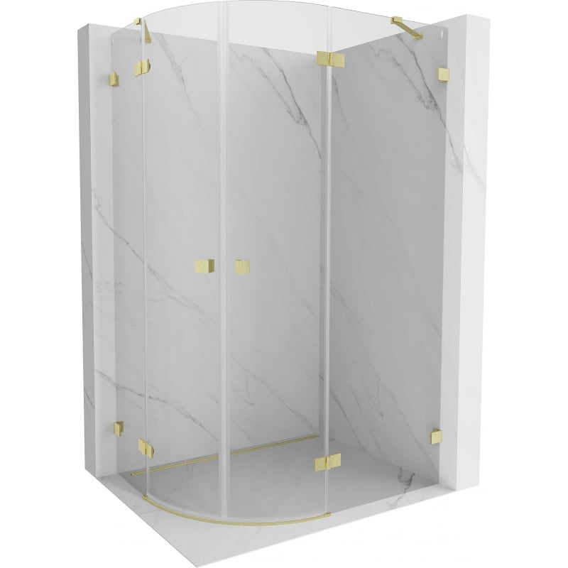Mexen Lunar semicircular shower enclosure hinged right 100 x 70 cm, transparent, brushed gold - 833-100P-070L-55-00