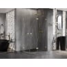 Mexen Lunar semi-circular right-hinged shower cabin 100 x 90 cm, transparent, brushed gold - 833-100P-090L-55-00