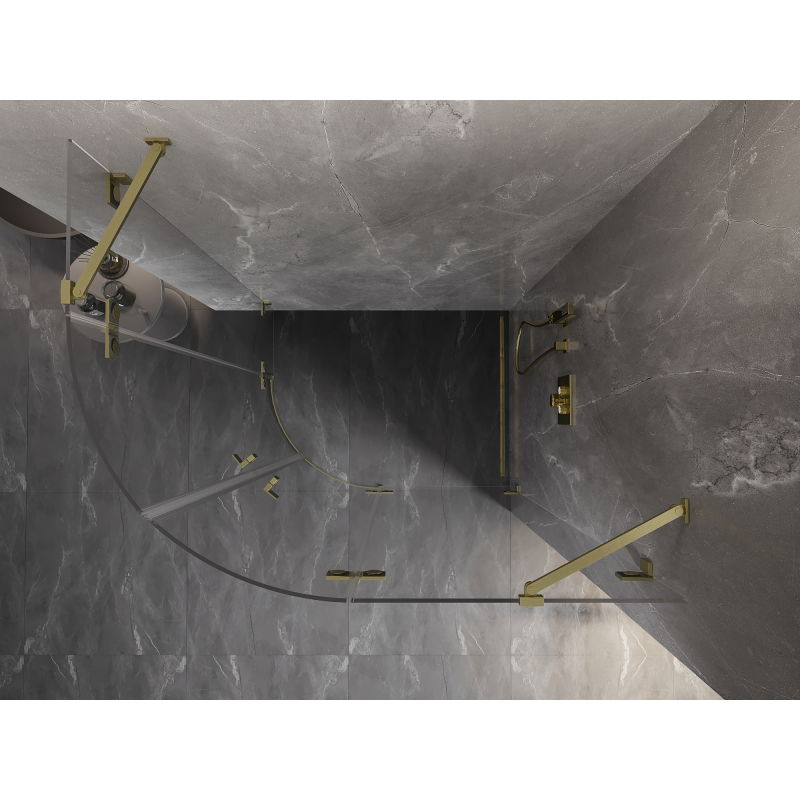 Mexen Lunar semi-circular shower enclosure right hinge 100 x 90 cm, transparent, brushed gold - 833-100P-090L-55-00