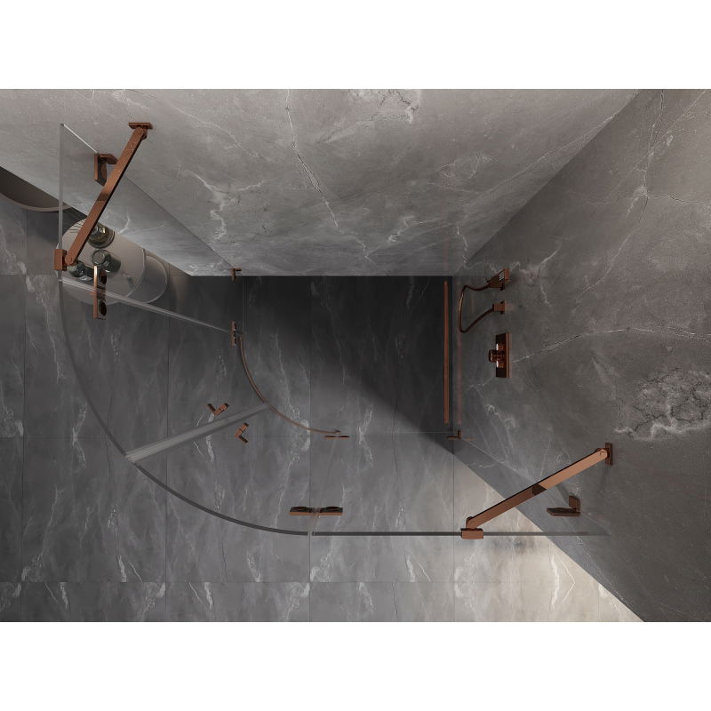 Mexen Lunar semi-circular shower enclosure swing right 80 x 70 cm, transparent, rose gold - 833-080P-070L-60-00